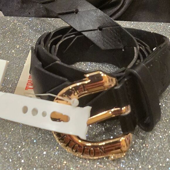 True Religion Braided Horseshoe Logo Buckle Belt